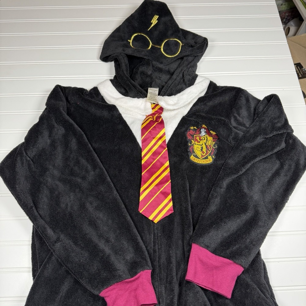 Harry Potter Hogwarts Open Foot Hooded Jumpsuit Pajamas Adult Small/Medium‎ GUC